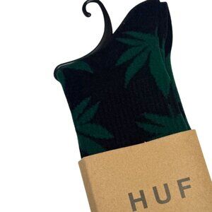 HUF Plantlife Socks Black Green Leaf MJ Leaf Unisex New Never Worn